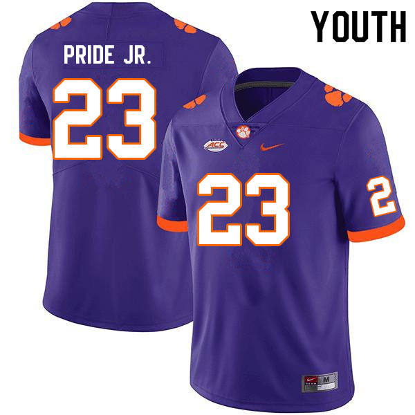 Youth #23 Toriano Pride Jr. Clemson Tigers College Football Jerseys Sale-Purple